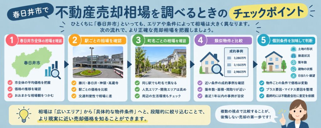 春日井市で不動産売却相場を調べるときのチェックポイント