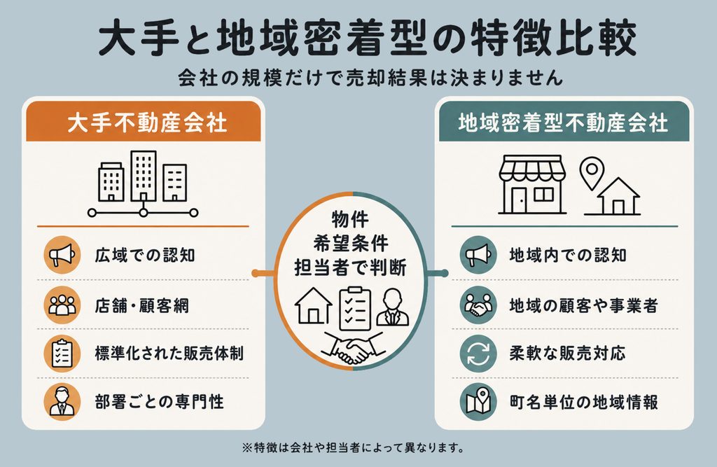 大手不動産会社と地域密着型不動産会社の特徴比較
