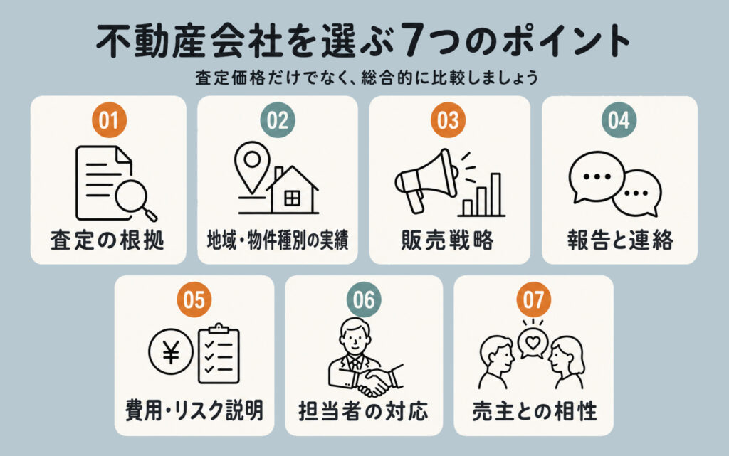 不動産売却を依頼する会社を選ぶ7つのポイント