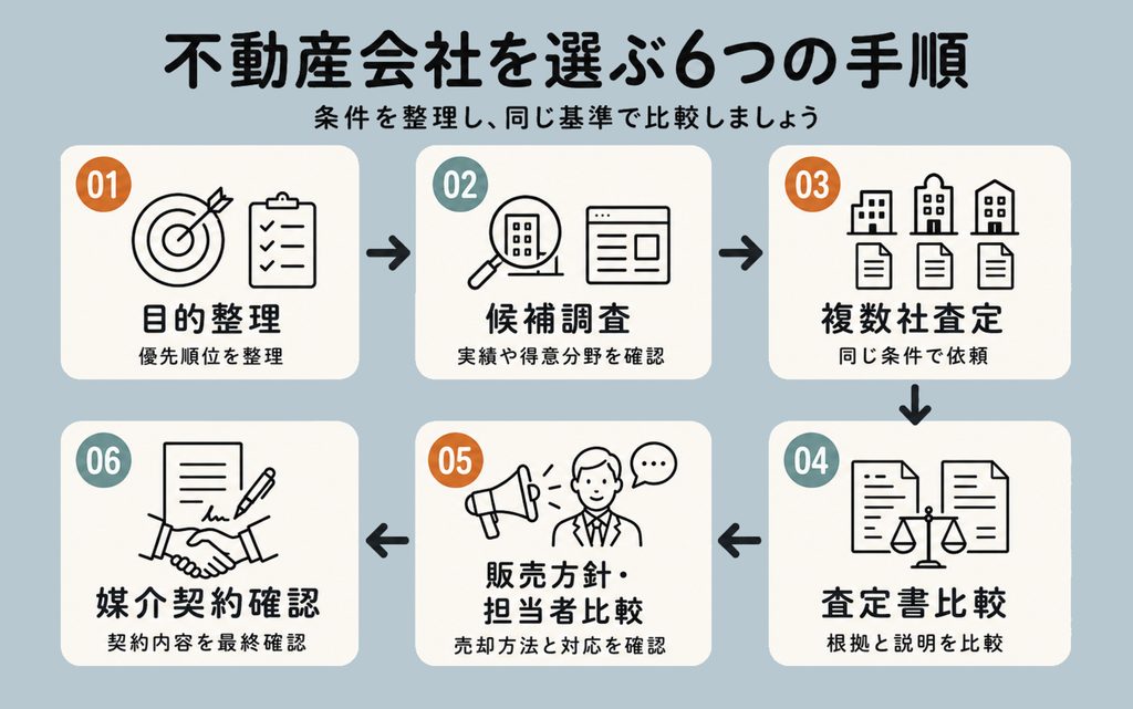 不動産売却を依頼する会社を選ぶ6つの手順