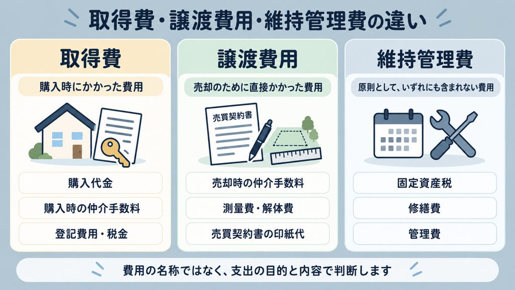不動産売却における取得費と譲渡費用の違い