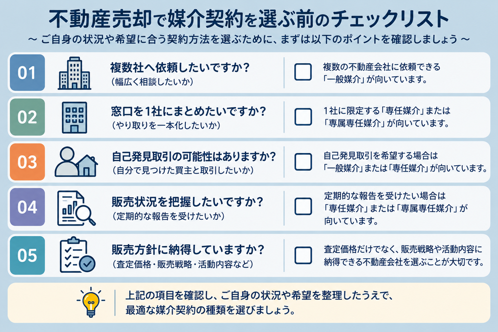 不動産売却で媒介契約を選ぶ前のチェックリスト