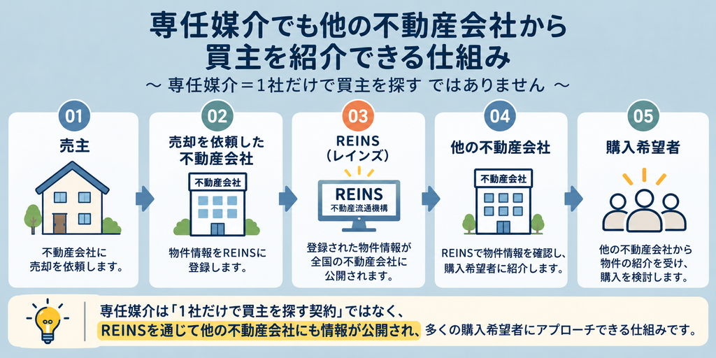専任媒介でも他の不動産会社から買主を紹介できる仕組み