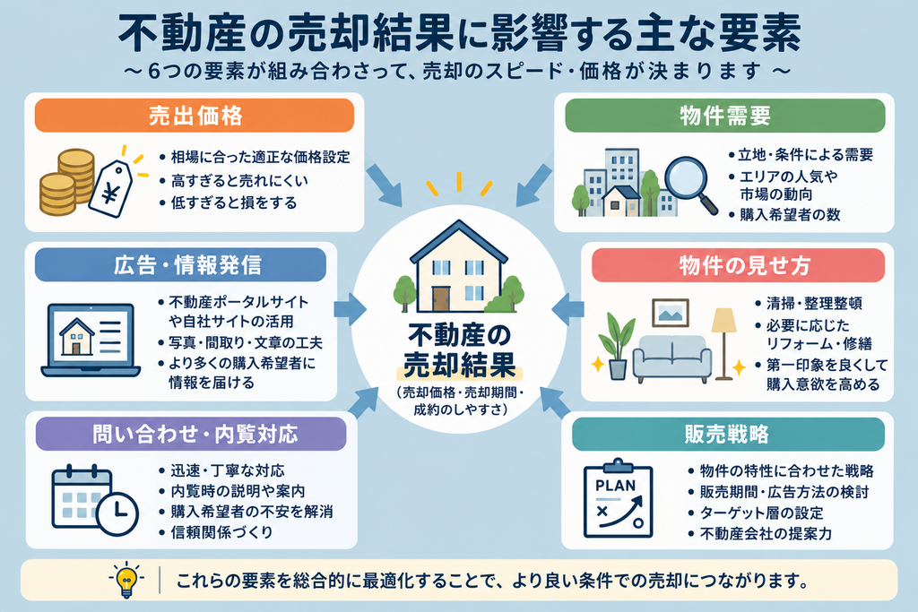不動産の売却結果に影響する主な要素