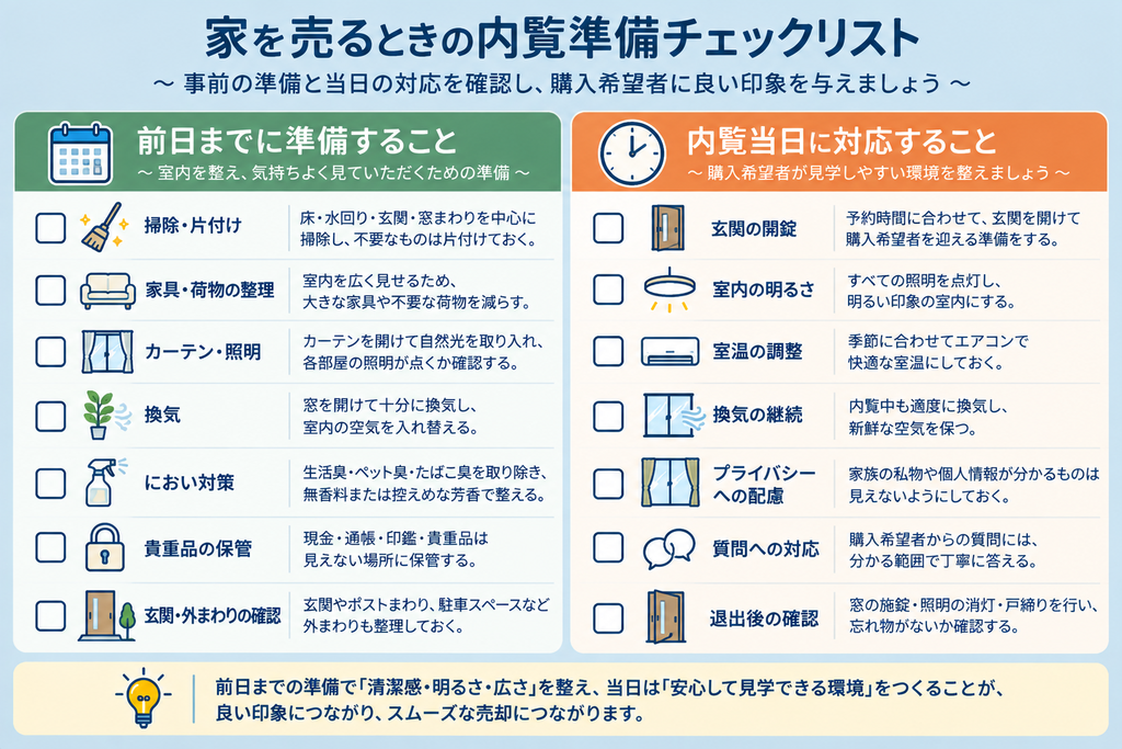 家を売るときの内覧準備チェックリスト