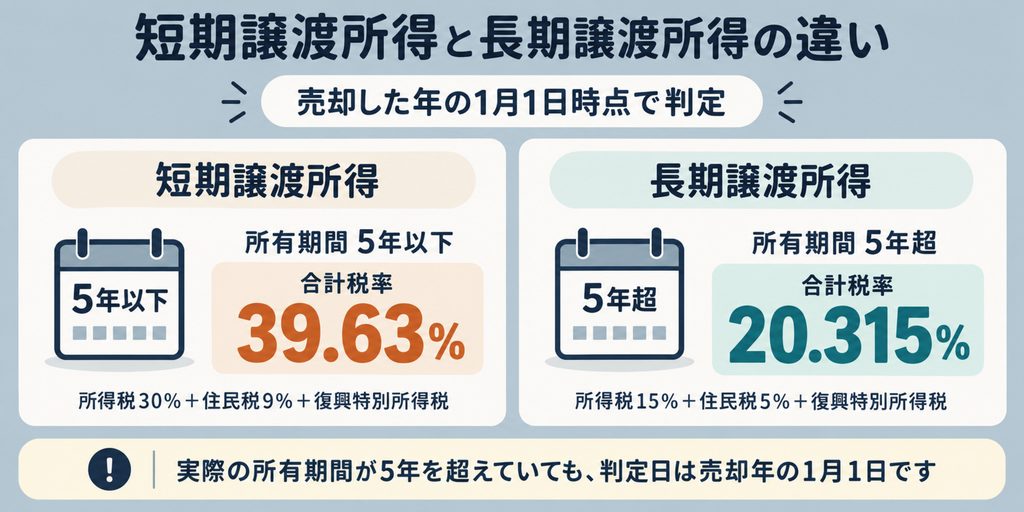不動産売却における短期譲渡所得と長期譲渡所得の比較